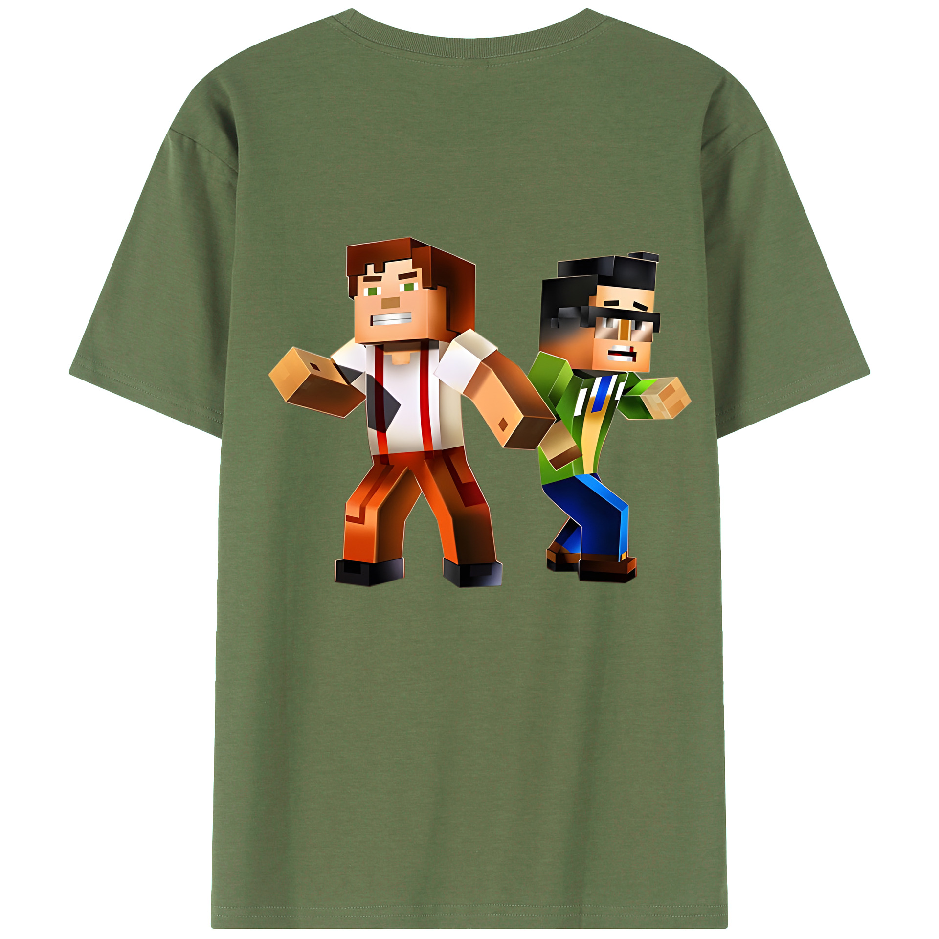 （画像用） マインクラフト ブロックの世界 Minecraft MC Block world 綿100％ メンズ半袖Tシャツ（バックプリント） 通気性